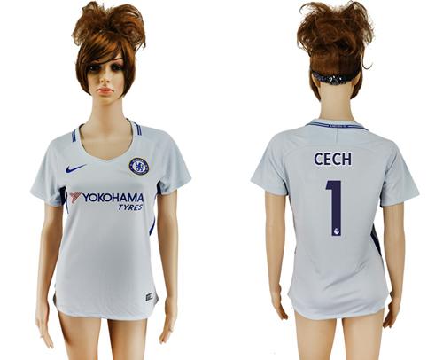Women's Chelsea #1 Cech Away Soccer Club Jersey - Click Image to Close
